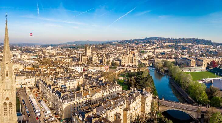 Aerial view of Bath, England