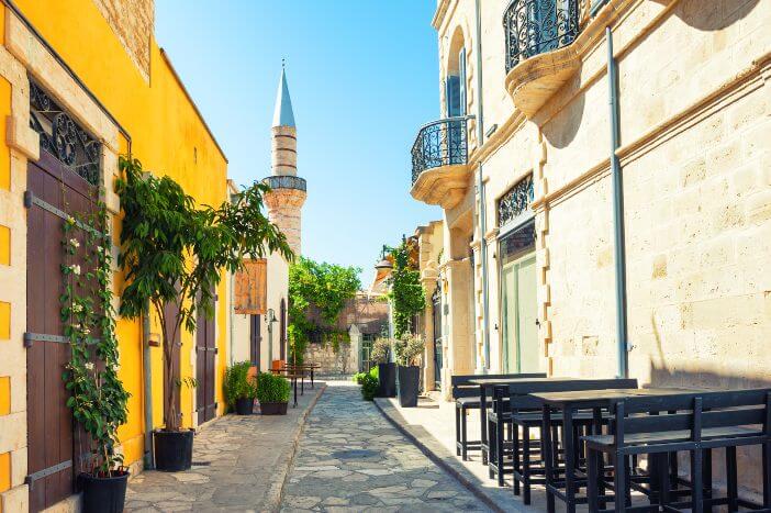 Beautiful old street in Limassol, Cyprus. Travel and vacation
